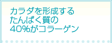 カラダを形成するたんぱく質の40%がコラーゲン カラダを形成するたんぱく質の40%がコラーゲン